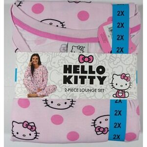 Hello Kitty Women 2X (24-26) Pajama Set Pink Lounge Soft Midweight NIP